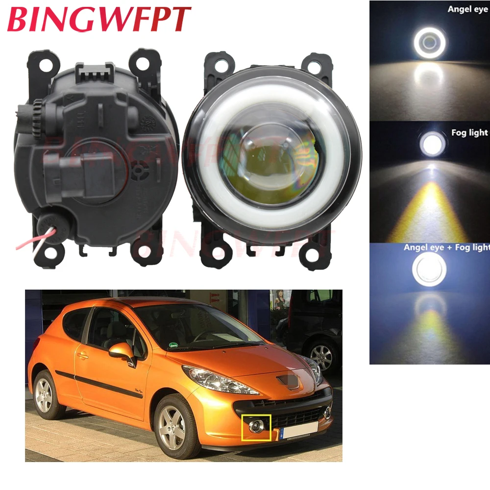 2x высокомощный H11 Светодиодный противотуманный фонарь Angel Eye light со стеклом len 12V для peugeot 208 для peugeot 207 CC трансформер WD_ 2007-2012