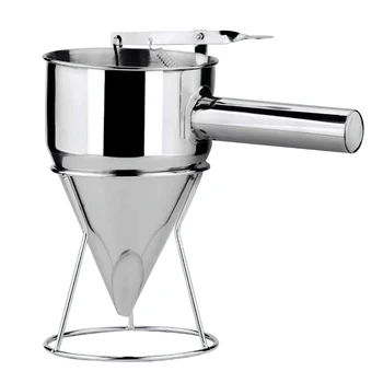 

Stainless Steel Donut Cupcake Batter Dispenser Funnel Pancake Maker Helper Rack Spring-loaded Handle 66CY