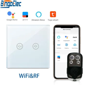 

Bingoelec WIFI Curtain Touch Switch Wireless Remote RF 433.92 MHZ Wall Switch Crystal Glass Panel Smart Home Automation Switch