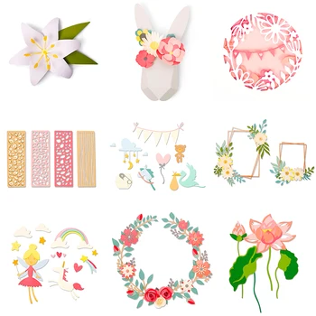 

2020 Hot Plant Flower Wreath Animal Bunny Butterfly Alphabet Food Metal Cutting Dies Scrapbooking and Foil For Card Making stamp