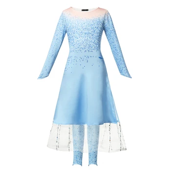 

Spring Clothing For Girls Elza Dress Elsa 2 Princess Lace Set Christmas Cosplay Freeze Birthday Party Sky Blue Princess Dress