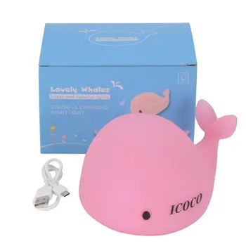 

ICOCO Cute Soft Silicone Dolphin LED Baby Children Clap Night Light Changeable Colors USB Rechargeable Sensitive Tap Control