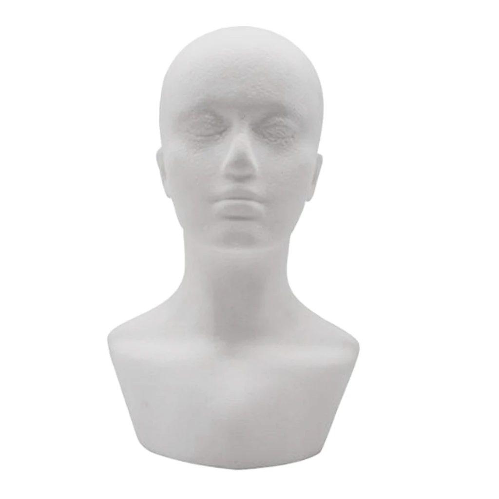 Styrofoam Hair Display Mannequin Head Stand Manikin For Hat Wig Caps 21'' White