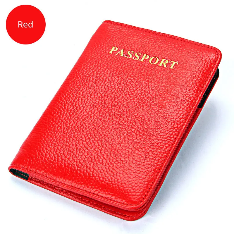 red Натуральная кожа Обложка для паспорта с слотами для кредитных карт RFID Блокировка бизнес для мужчин и женщин Дорожная Обложка для паспорта 5 цветов - Цвет: red