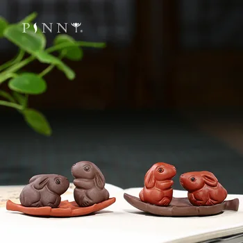

PINNY Purple Clay Lucky Rabbit Tea Pet Handmade Ceramics Statues For Decoration Animal Home Decoration Accessories