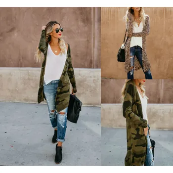 

Women Printed Coats and Jackets Slim Warm Long Coat Cardigan Female Autumn Winter Outerwear