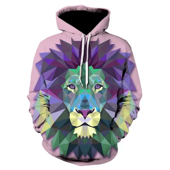 

Purple Diamond Lion Hoodies 3D Printed Plus Size Sweatshirts Hooded Tracksuits Pocket Hoodies Fashion Casual Novelty Coat