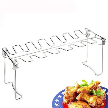 

40 Pcs Chicken Leg Rack for Grill Smoker or Oven Stainless Steel Vertical Roaster Stand & Drip Tray BBQ Accessories Wholesale K2