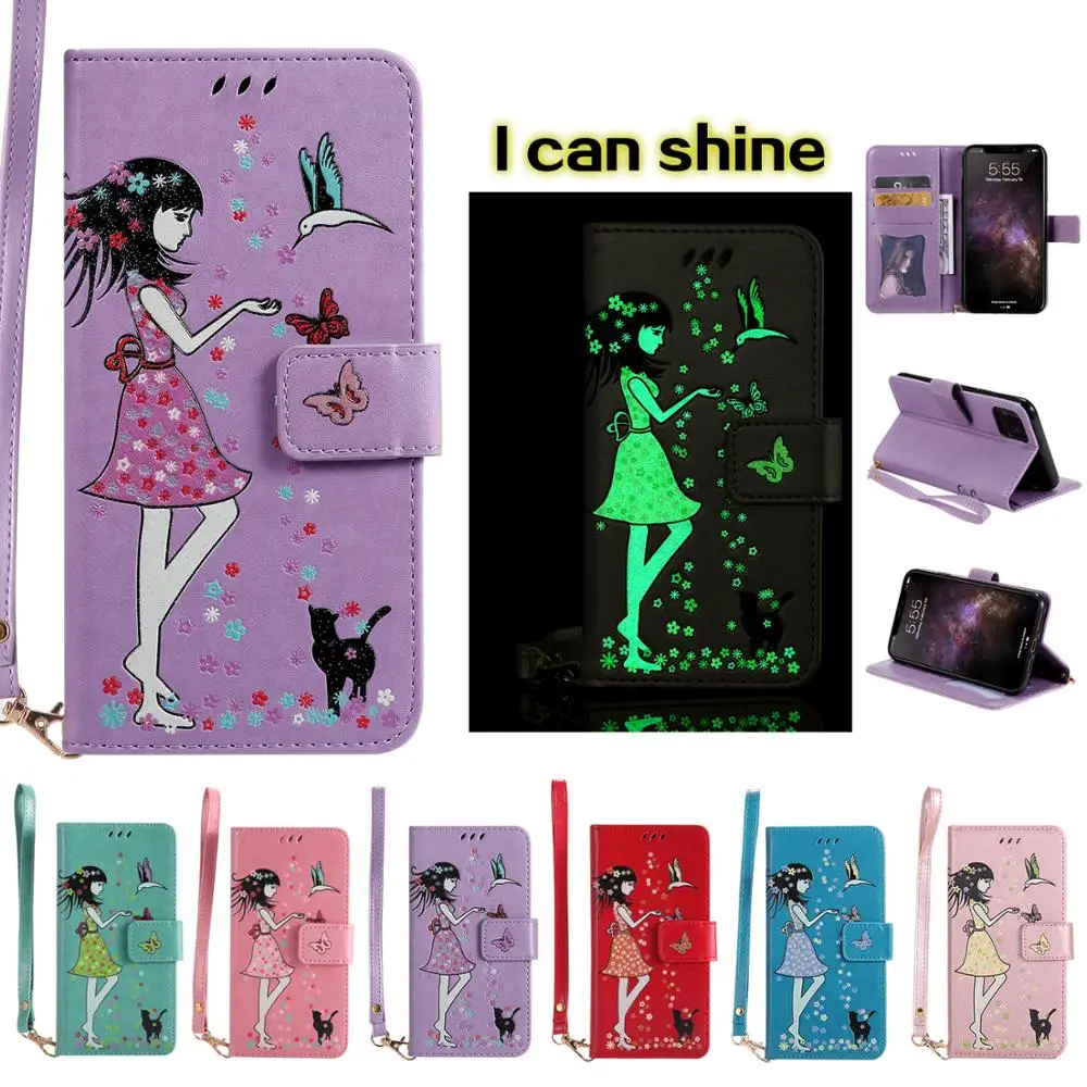 

Luminous PU Leather Magnetic Flip Case For Apple iPhone 11 Pro Max Wallet Slot Stand For Apple iPhone XS Max XR X Case Cover