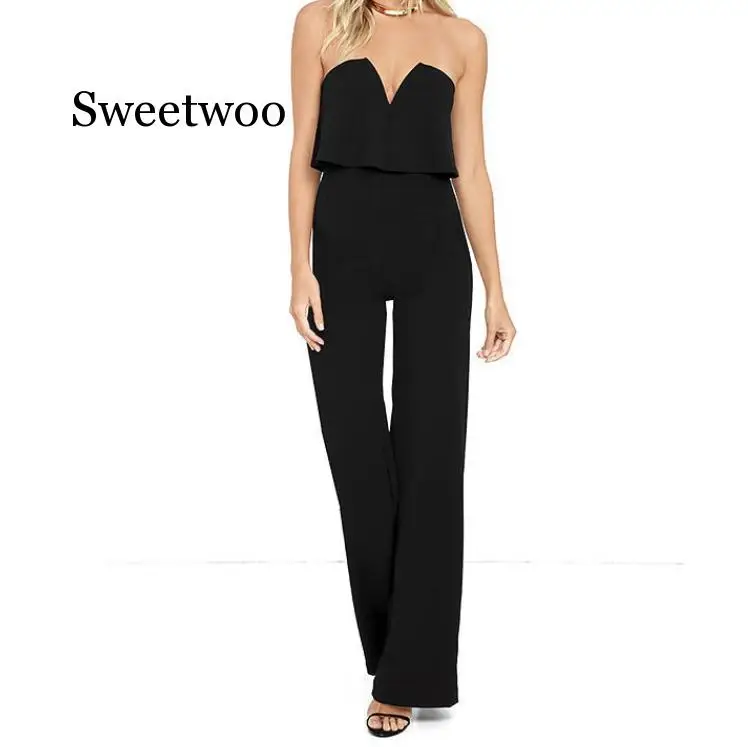 

Боди женское с открытыми плечами, пикантный Повседневный Облегающий комбинезон с запахом, с широкими штанинами, брюки, Ромпер, на лето