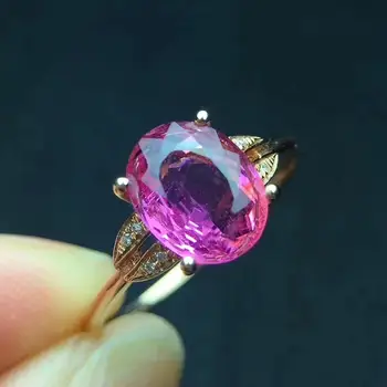 

Fine Jewelry Real Pure 18 K Gold AU750 100% Natural Red Tourmaline Gemstone 1.6ct Female Rings Brazil Origin for Women's Gift