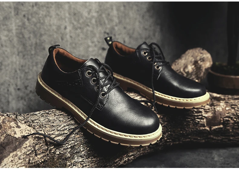 Vintage lace-up oxford leather shoes for men dance party wedding dress shoes genuine leather low-top martins boot outdoor sneakers (19)
