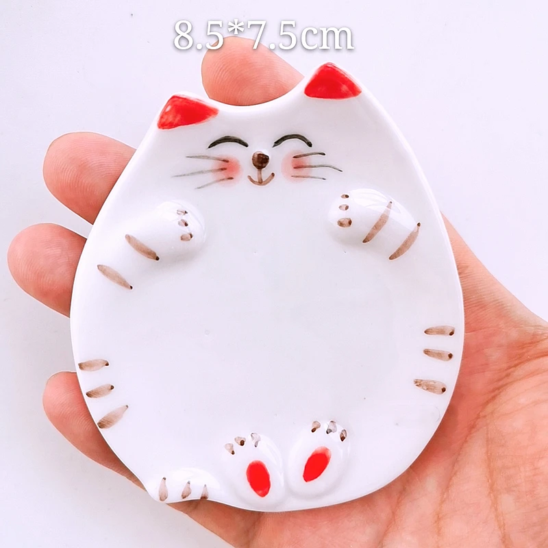 Ceramic palette Watercolor Painting Dish Kawaii kitten White Porcelain Color Palette Office profession painting Art Supplies