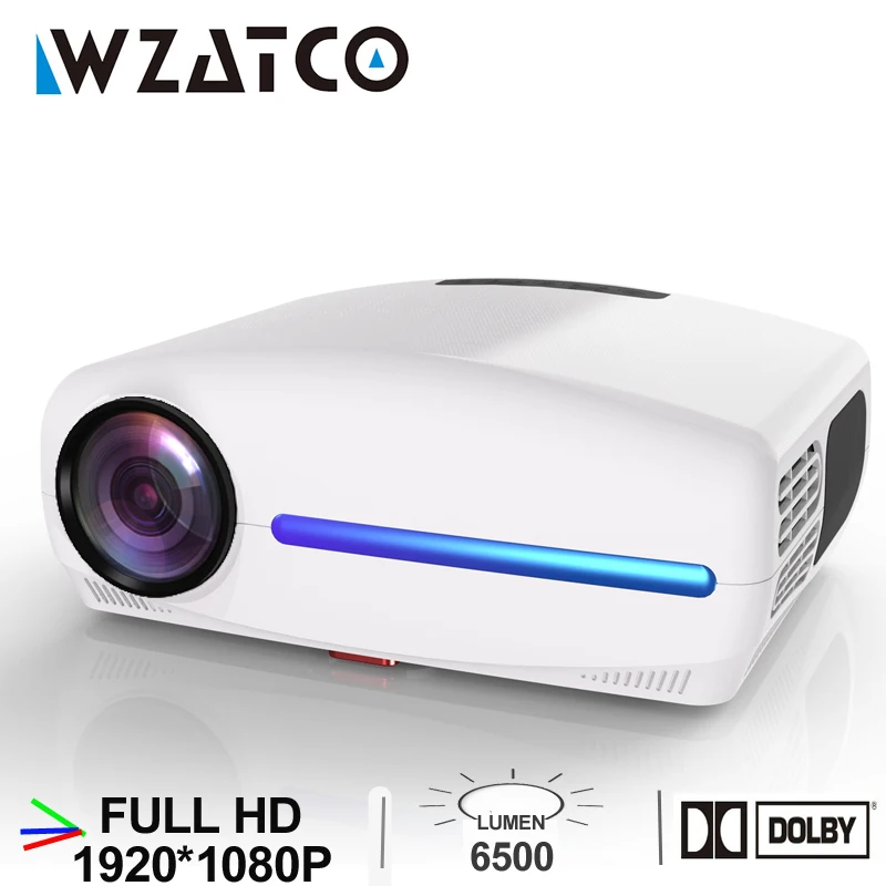 WZATCO CT580 Android 7,1 Full HD светодио дный проектор 3800 люмен домой Театр Портативный реальные 1080 P Разрешение Бимер светодио дный Proyector