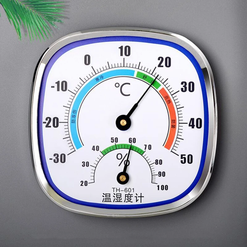 Analog Indoor/Outdoor Thermometer and Hygrometer with Stand - Battery-Free Humidity and Temperature Monitor