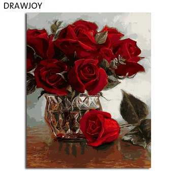 

DRAWJOY Framed Oil Paint DIY Painting By Numbers Coloring By Numbers Flowers Painting and Calligraphy Home Decoration 40*50cm