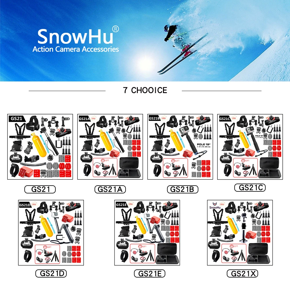 SnowHu аксессуары для экшн-камеры для GoPro Hero 8 7 6 5 4 Black Xiaomi Yi 4K Lite SJCAM SJ7 Eken H9 Go Pro крепление для sony комплект GS21
