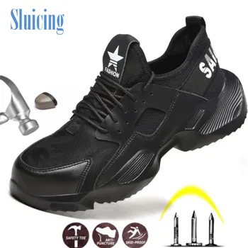 

Work Safety Shoes Breathable sneakers Ultra-light Soft Bottom Men Breathable Anti-smashing Steel Toe Hiking Shoes