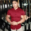 Men Fashion Casual Short Sleeve Solid Shirt Super Slim Fit Male Social Business Dress Shirt Brand Men Fitness Sports Clothing 4