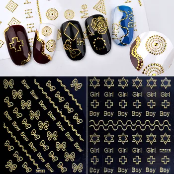 

1pc/set Hot Sale New Arrivals 3D Nail Decal and Stickers DIY Art Manicure Gold Metal Colorful Butterfly Cross Gummed tz0222