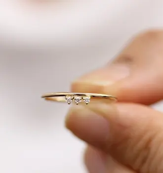 

Plated anillos Silver 14K Gold Inlaid Small Broken Diamond Exquisite Small Fresh Simple Ring Cute Lady Girl Jewelry Personalized