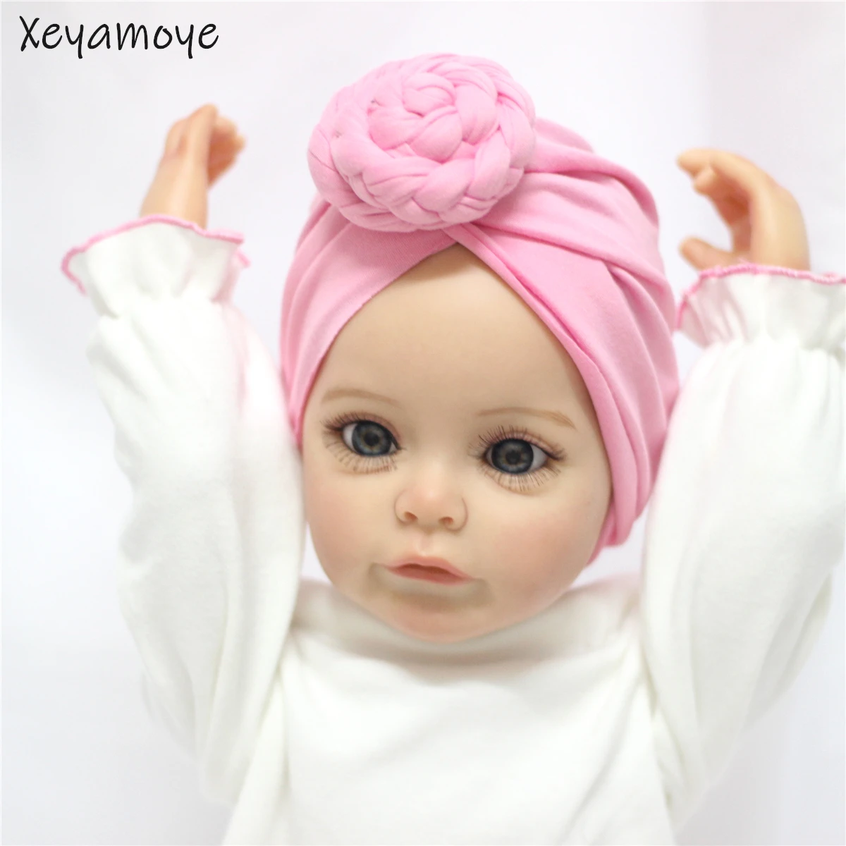 Twist Knotted Hat Baby Skullies Hat Soft Baby Girl Cap Solid