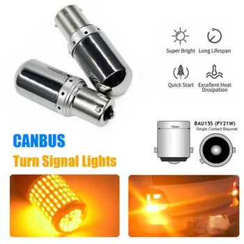 

2pcs Turn Signal Light 1156 BA15S 3014 144SMD Amber 12-24V Error-free 1156 Car