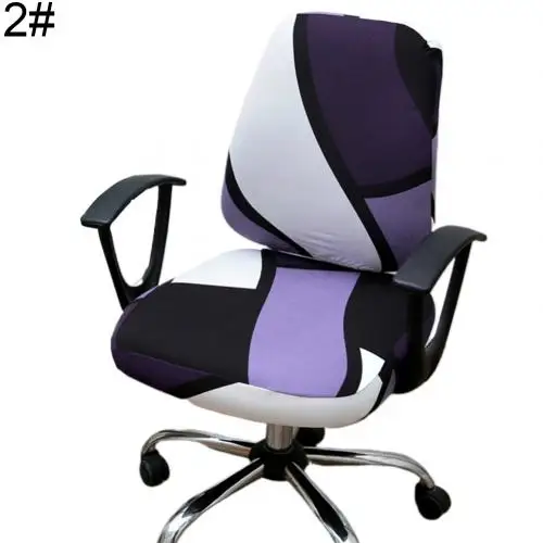 Printed Modern Spandex Computer Chair Cover 100%Cotton Elastic Fabric Office Split Chair Cover Easy Washable Removeable - Цвет: 2