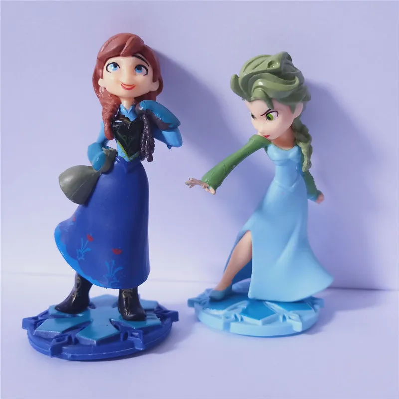 Disney Frozen Anna Elsa Princess Figurine Toys Frozen Action Figuras Model Decoration 9.5cm Disney Figure Children Gifts 2pcs