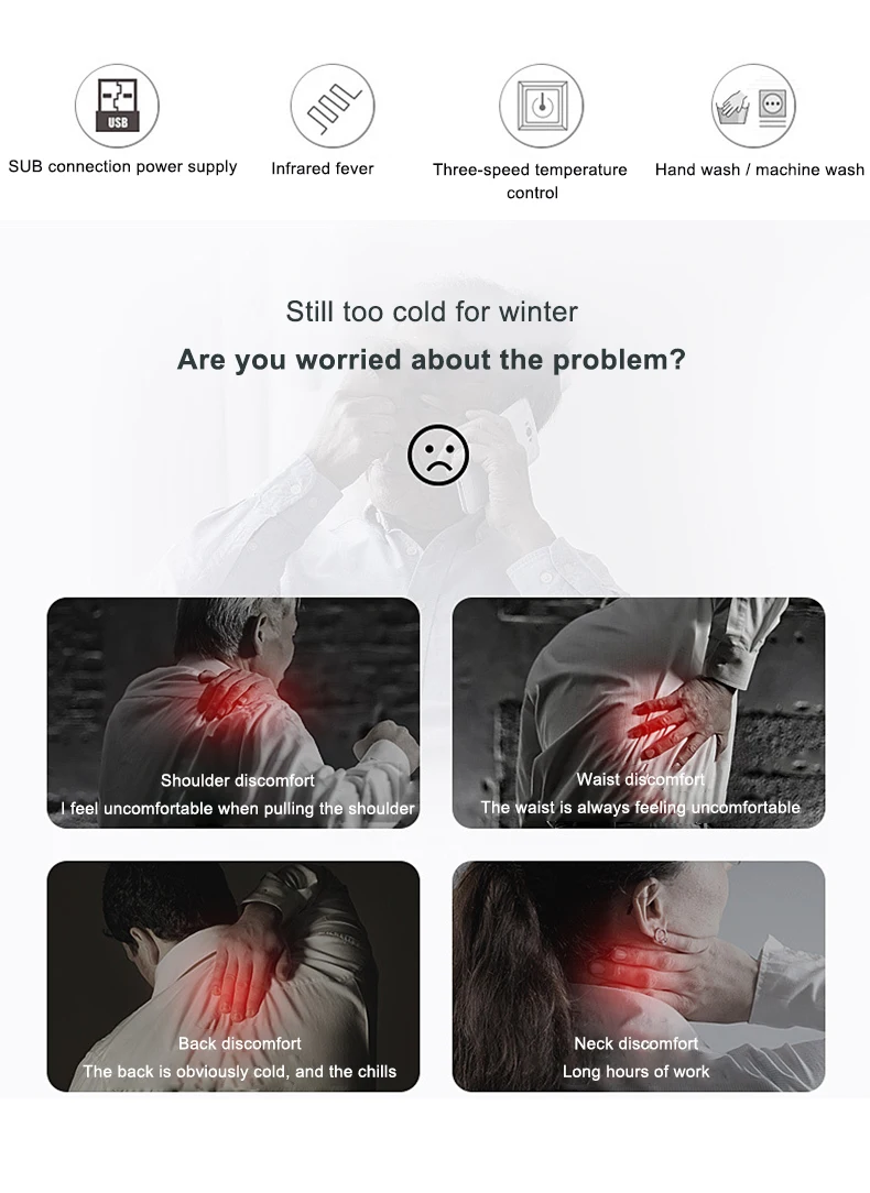 PARATAGO Winter Thermal Heating Vest Men Women Intelligent USB Infrared Heated Vest Battery Heated Jacket Hiking Coat P805