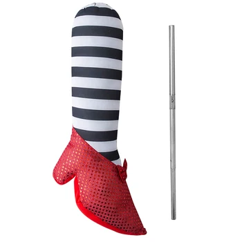 

Halloween Witch Striped Prosthetic Legs Garden Scary Decorations Ghost Festival Ornaments High Heels JS22