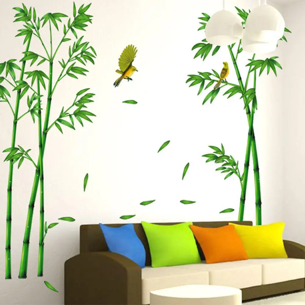 Yfashion, зеленый бамбук, лес, глубина, настенная наклейка, креативный китайский стиль, сделай сам, дерево, домашний декор, наклейки для гостиной, украшение