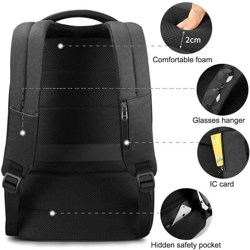 Men Travel Backpack 15.6inch Laptop School Mochila Light Weight USB Charging Port Fashion
