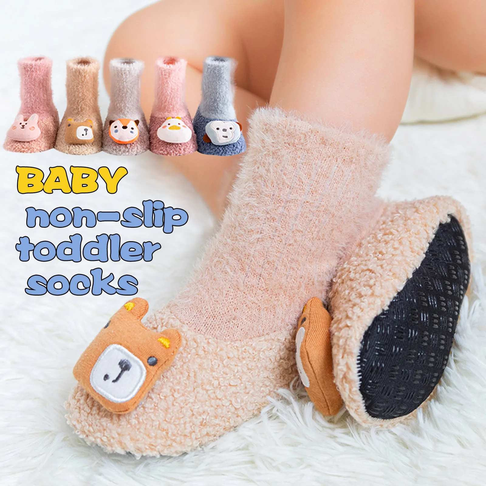 

Baby Toddler Socks Doll Cartoon Non-slip Newborn Socks Children Baby Cute Cartoon Doll Toddler Shoes And Socks тапочки детские
