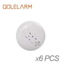 Qolelarm 2, 6 штук в партии, каждое изделие в одной партии качество Беспроводной дыма пожарной сигнализации детектор домашней безопасности Беспроводной пожарная сигнализация детектор дыма