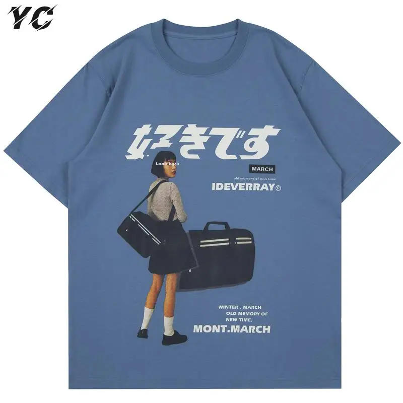 Hip Hop Streetwear Harajuku T Shirt Girl Japanese Kanji Print Tshirt 2021CC Summer Mens Short Sleeve Cotton Oversized T-Shirt 4