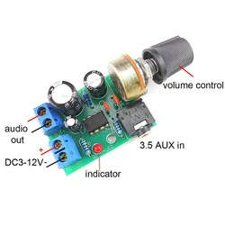 LM386 10W Audio Amplifier Board Mono 3.5mm DC 3-12V Volume Control HOT SALE 1pc