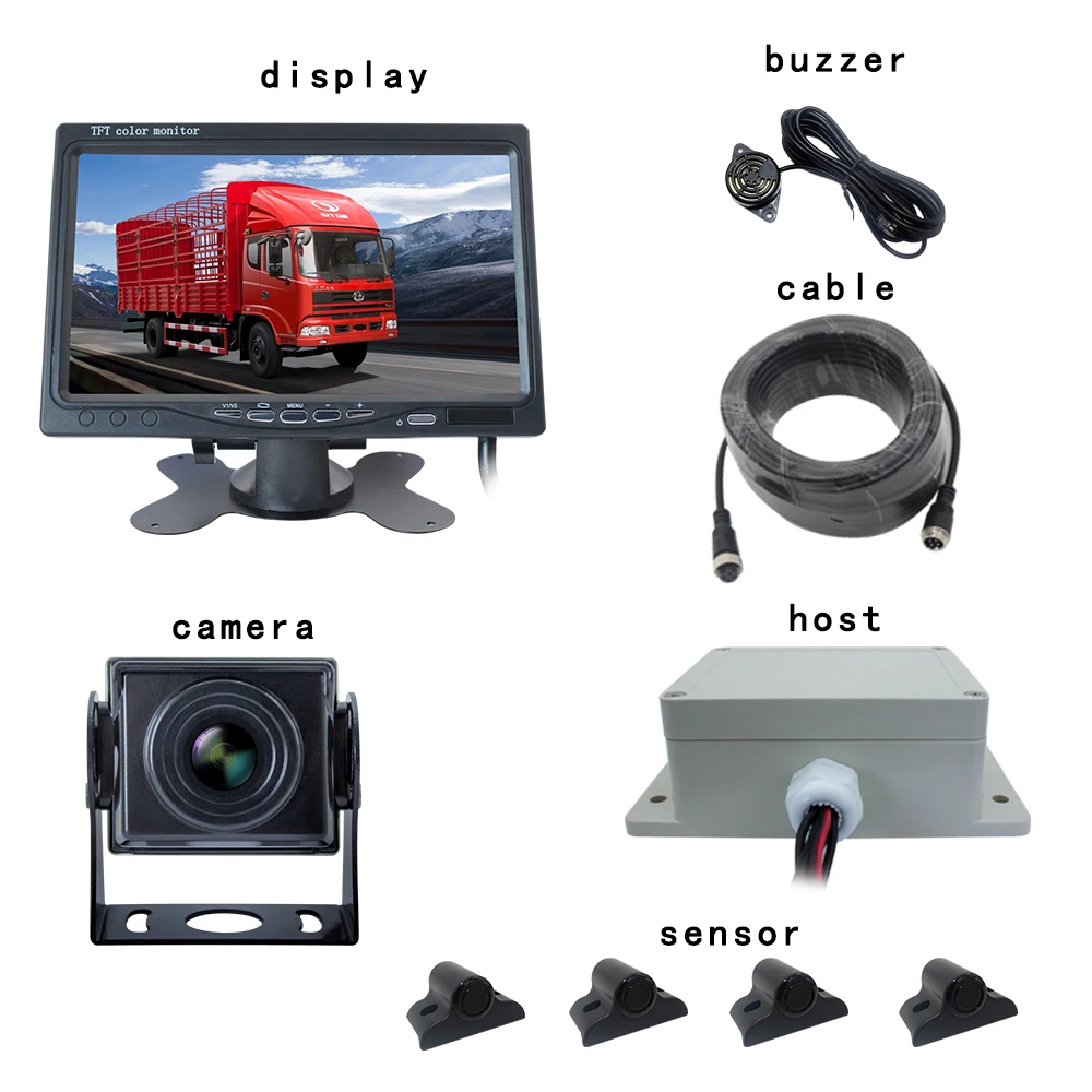 AHD 7&quot Visible Truck Electromagnetic Parking Sensor Kit Radar System Car Rear View Monitor Rearview Reversing Camera | Автомобили и