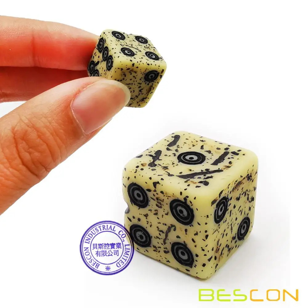 Bescon Old Looking Ancient Bone Dice D6 16mm 12pcs Set, 16mm Six Sided Die (12) Block of Stone Dice 5