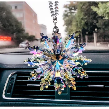 

Top Quality 12pcs/lot K9 Crystal Snowflake Chandelier Hanging Suncatcher Crystal Christmas Ornaments Home & Car Decoration