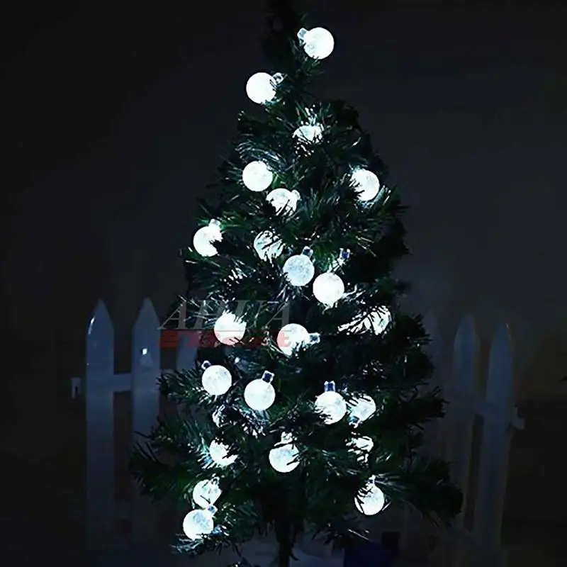 6 м 40LED хрустальный шар солнечный светильник s Рождественский Сказочный садовый светильник s для улицы дома газон патио вечерние(белый светильник