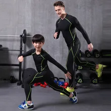 Осенне-зимние детские спортивные колготки плюс бархатный костюм мужской Эластичный Быстросохнущий костюм для фитнеса с длинным рукавом баскетбольная база Ru