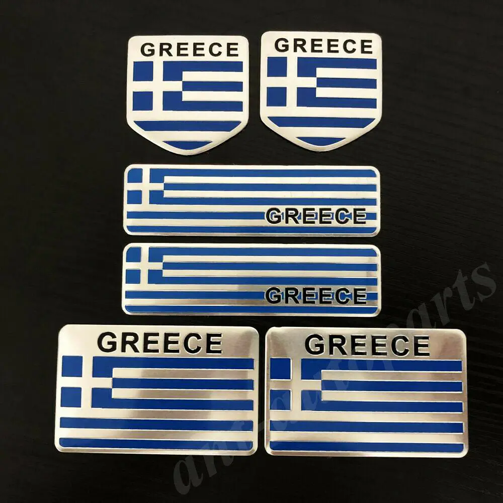 

6pcs Metal Greece Greek Flag Car Trunk Rear Fender Emblem Badge Decal Sticker