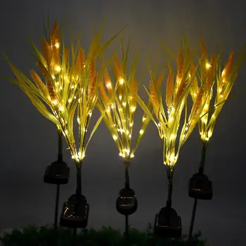 

SOLLED 2Pcs LED Solar Powered Light Waterproof Wheat Shape Lawn Lamp for Outdoor Garden Courtyard