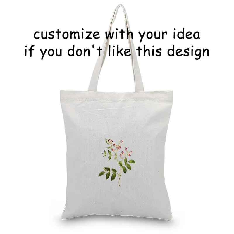 

Tote Bag FLOWER Handbag Shopping Bag Daily Use Custom Print Logo DIY Canvas Eco Reusable Recycle Text