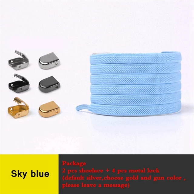 Elastic No Tie Shoe laces Flat Shoelaces Outdoor Leisure Sneaker Quick Safety Shoelace Kids Adult Lazy laces Shoe accessories sky blue
