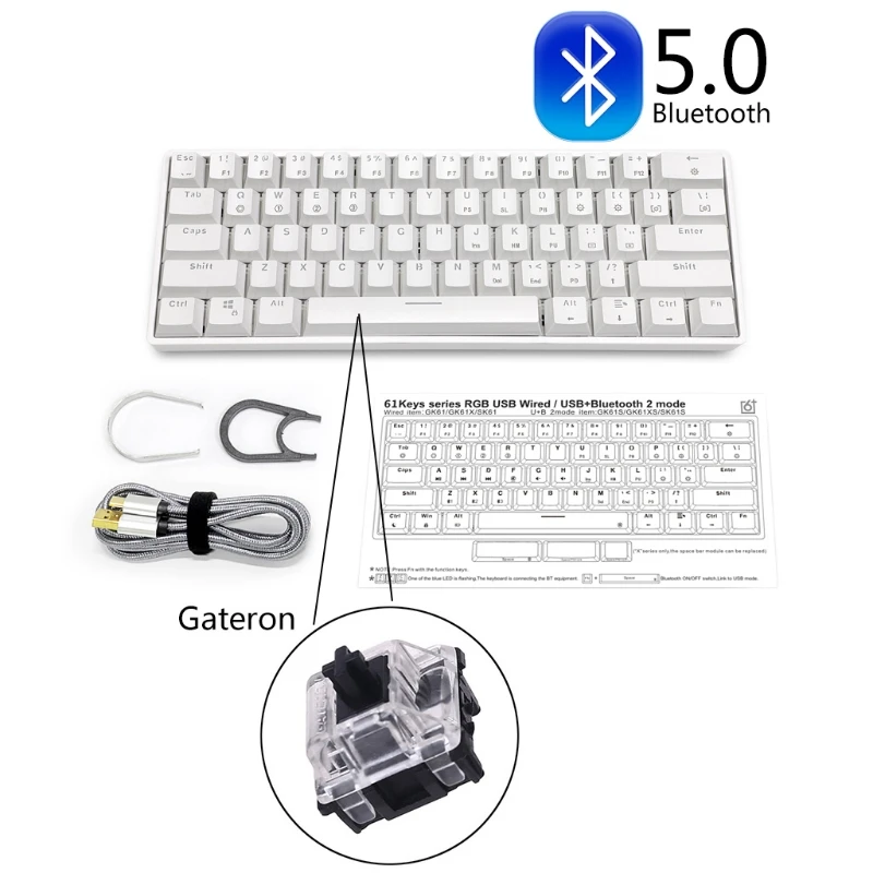 GK61 SK61 61 Key Mechanical Keyboard USB Wired LED Backlit Axis Gaming Mechanical Keyboard Gateron Optical Switches For Desktop 