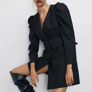 

Solid Jackets Women Fashion Tie Belt Waist Coats Women Elegant Double Breasted Dress Jackets Female Ladies