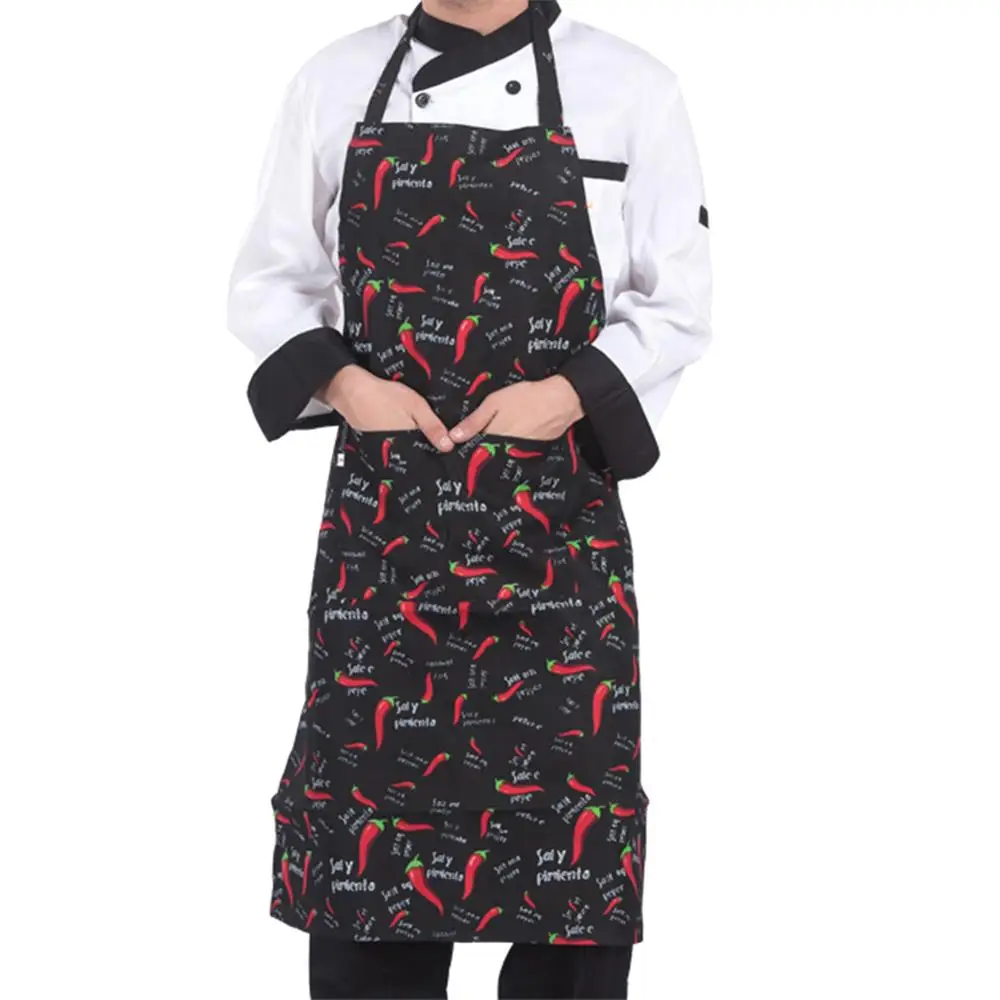 delantal cocina hombre Delantal de media longitud ajustable para adultos a rayas para Hotel restaurante Chef delantal para camarero cocina delantal con 2 bolsillos mandil de cocina mandil cocina hombre