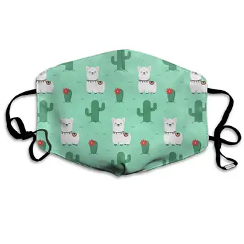 

Unisex Anti-dust Face Mask Cute Llama Cactus Mouth Mask Reusable